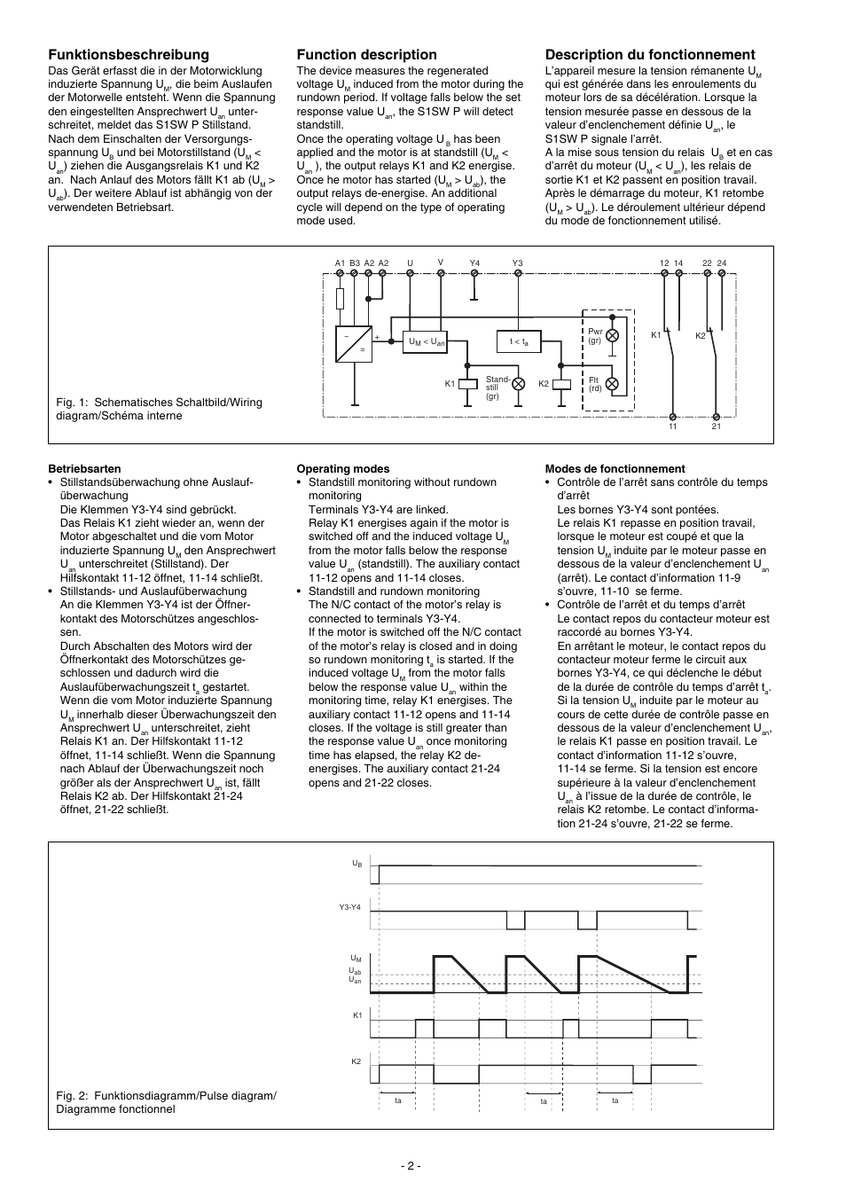 Funktionsbeschreibung, Function description, Description du fonctionnement | Pilz S1SW P 24-240VACDC UM 0-690VAC/DC User Manual | Page 2 / 6