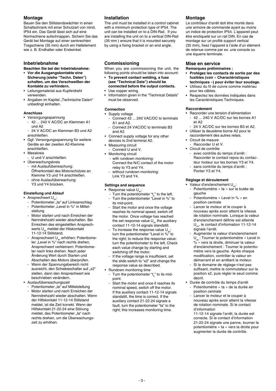 Montage, Installation, Mise en service | Commissioning, Inbetriebnahme | Pilz S1SW P 24-240VACDC UM 0-690VAC/DC User Manual | Page 3 / 6