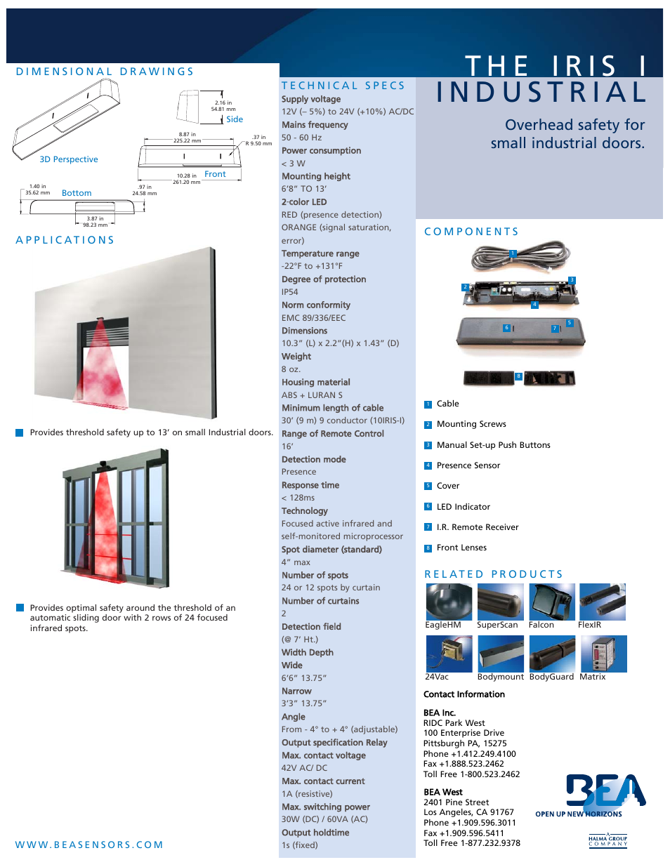 Overhead safety for small industrial doors | BEA Iris Overhead Safety for Door User Manual | Page 2 / 2