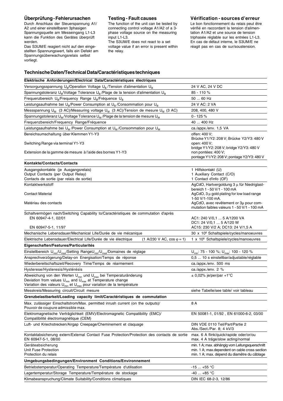 Überprüfung - fehlerursachen, Vérification - sources d’erreur, Testing - fault causes | Pilz S3UM 24VDC UM 208/400/480VAC User Manual | Page 5 / 6