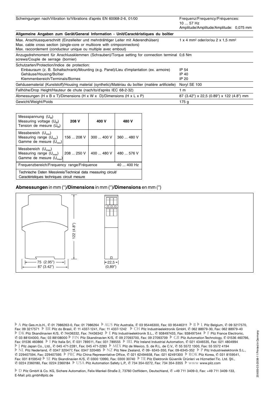 Pilz S3UM 24VDC UM 208/400/480VAC User Manual | Page 6 / 6