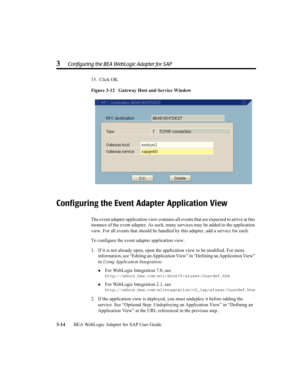 Configuring the event adapter application view, Configuring the event adapter application view -14 | BEA WebLogic Adapter for SAP User Manual | Page 42 / 94