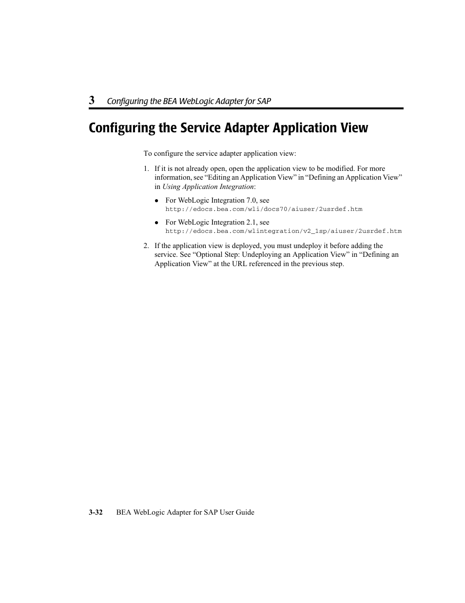 Configuring the service adapter application view, Configuring the service | BEA WebLogic Adapter for SAP User Manual | Page 60 / 94