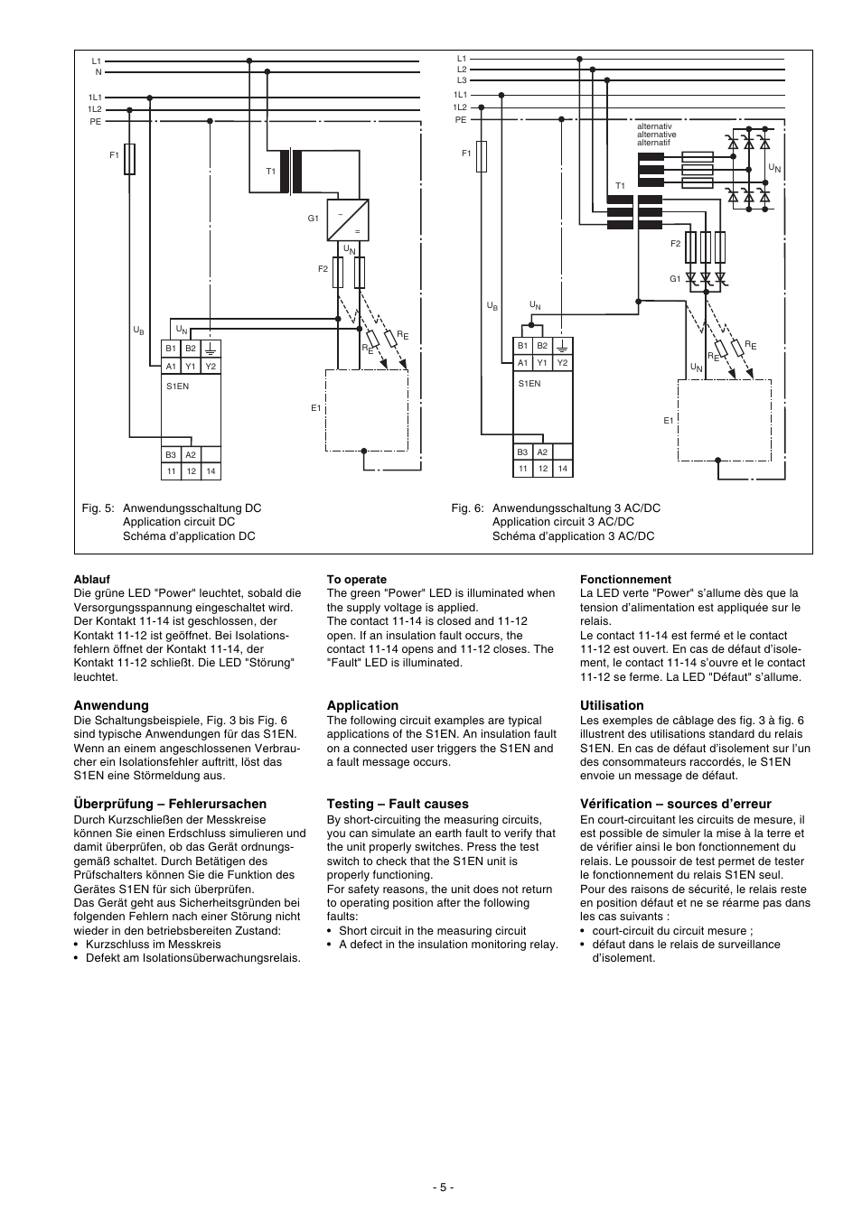 Anwendung, Überprüfung – fehlerursachen, Application | Testing – fault causes, Utilisation, Vérification – sources d’erreur | Pilz S1EN 200KOhm 24-240VAC/DC User Manual | Page 5 / 16