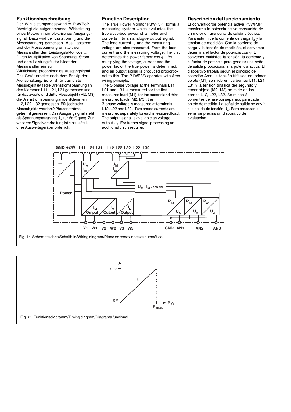 Funktionsbeschreibung, Function description, Descripción del funcionamiento | Pilz P3WP3P C/5A/400VAC User Manual | Page 2 / 6