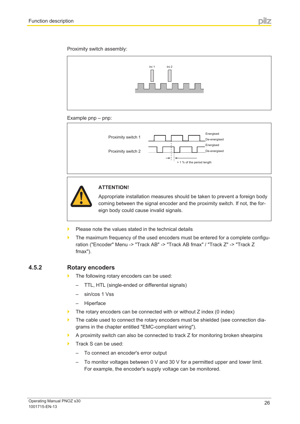 2 rotary encoders, Rotary encoders | Pilz PNOZ s30 24-240VACDC 2 n/o 2 n/c User Manual | Page 26 / 89