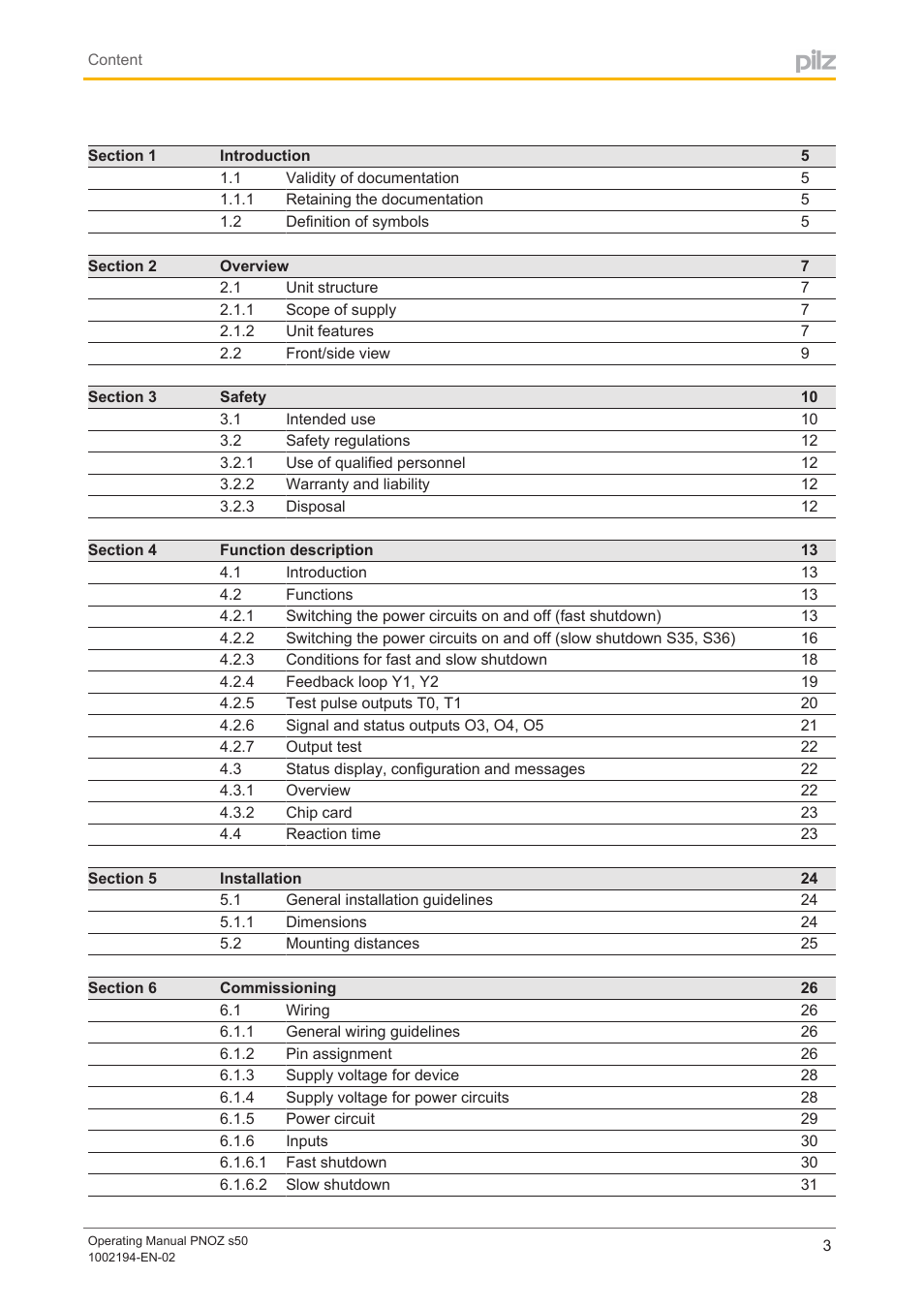 Pilz PNOZ s50 C User Manual | Page 3 / 69