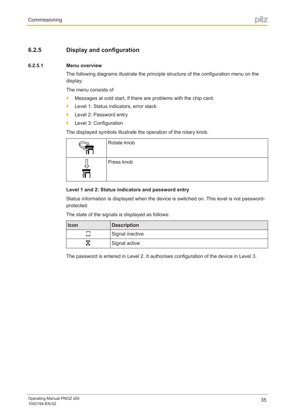 5 display and configuration, 1 menu overview, Display and configuration | Menu overview | Pilz PNOZ s50 C User Manual | Page 35 / 69
