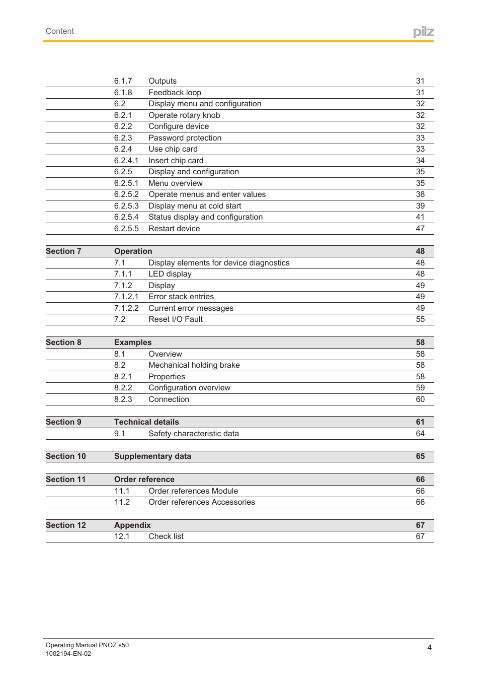 Pilz PNOZ s50 C User Manual | Page 4 / 69