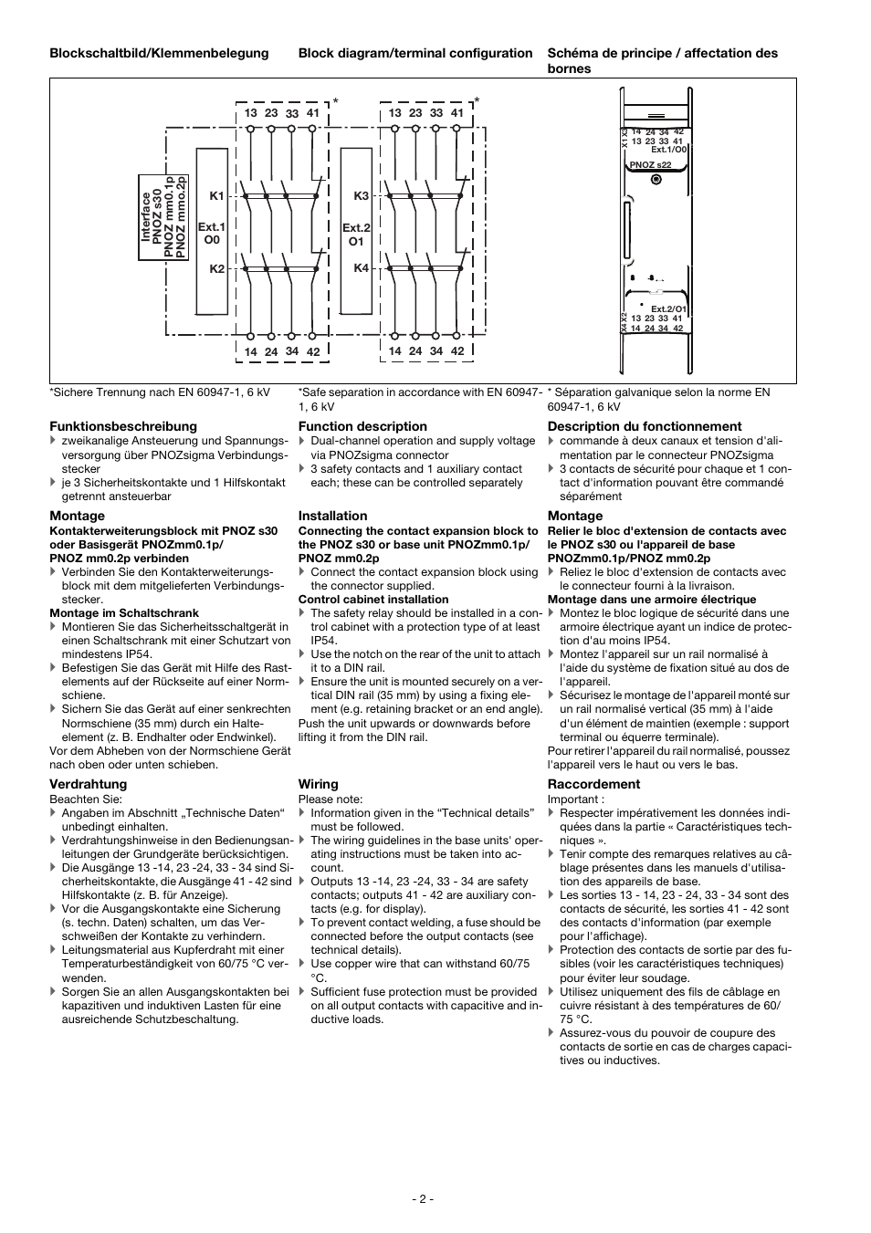 Pilz PNOZ s22 C 24VDC 2 x 3 n/o 1 n/c User Manual | Page 2 / 12
