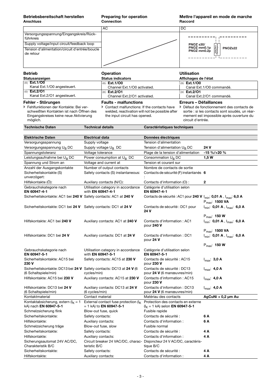 Pilz PNOZ s22 C 24VDC 2 x 3 n/o 1 n/c User Manual | Page 3 / 12