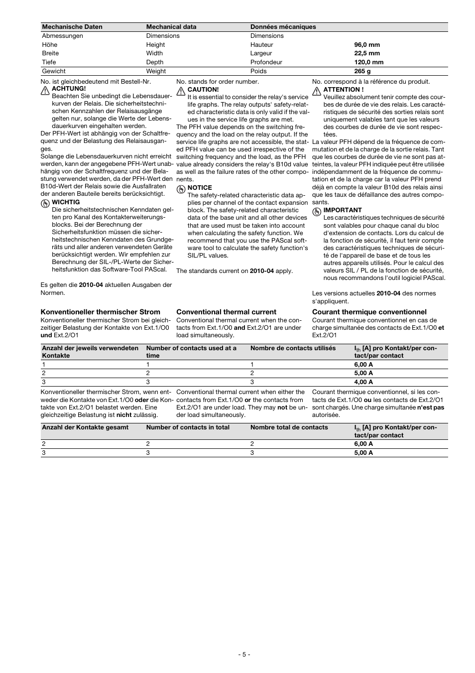 Pilz PNOZ s22 C 24VDC 2 x 3 n/o 1 n/c User Manual | Page 5 / 12