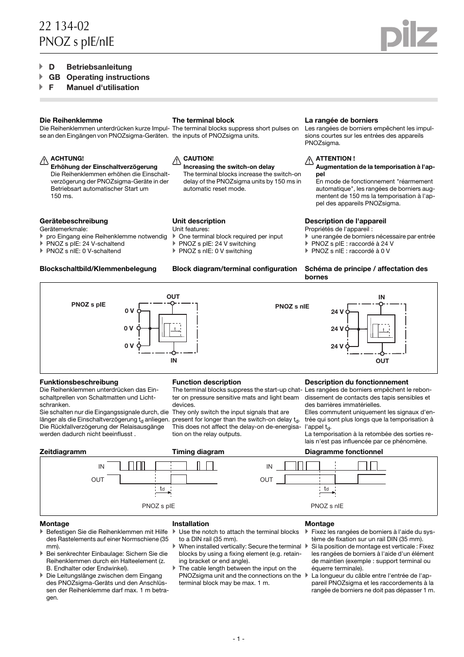 Pilz PNOZ s nIE User Manual | 4 pages