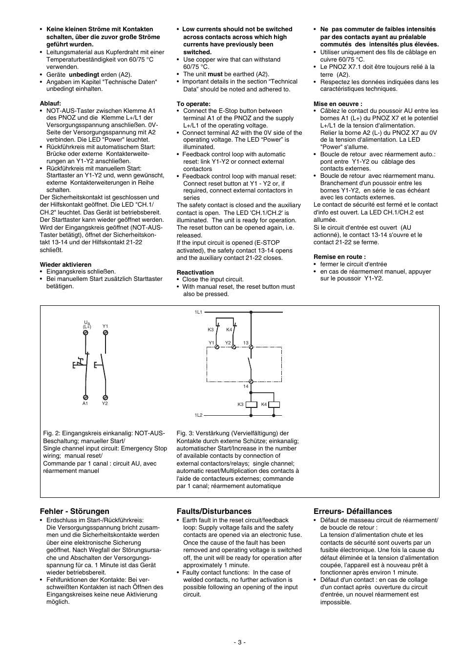 Fehler - störungen, Faults/disturbances, Erreurs- défaillances | Pilz PNOZ X7.1 24VAC/DC 1n/o 1n/c User Manual | Page 3 / 8