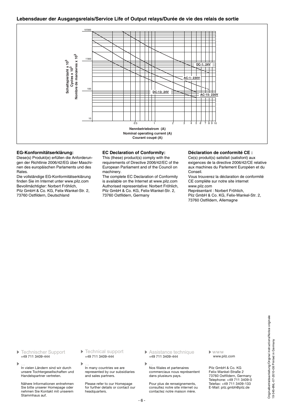 Pilz PNOZ X1 24VAC/DC 3n/o 1n/c User Manual | Page 6 / 12