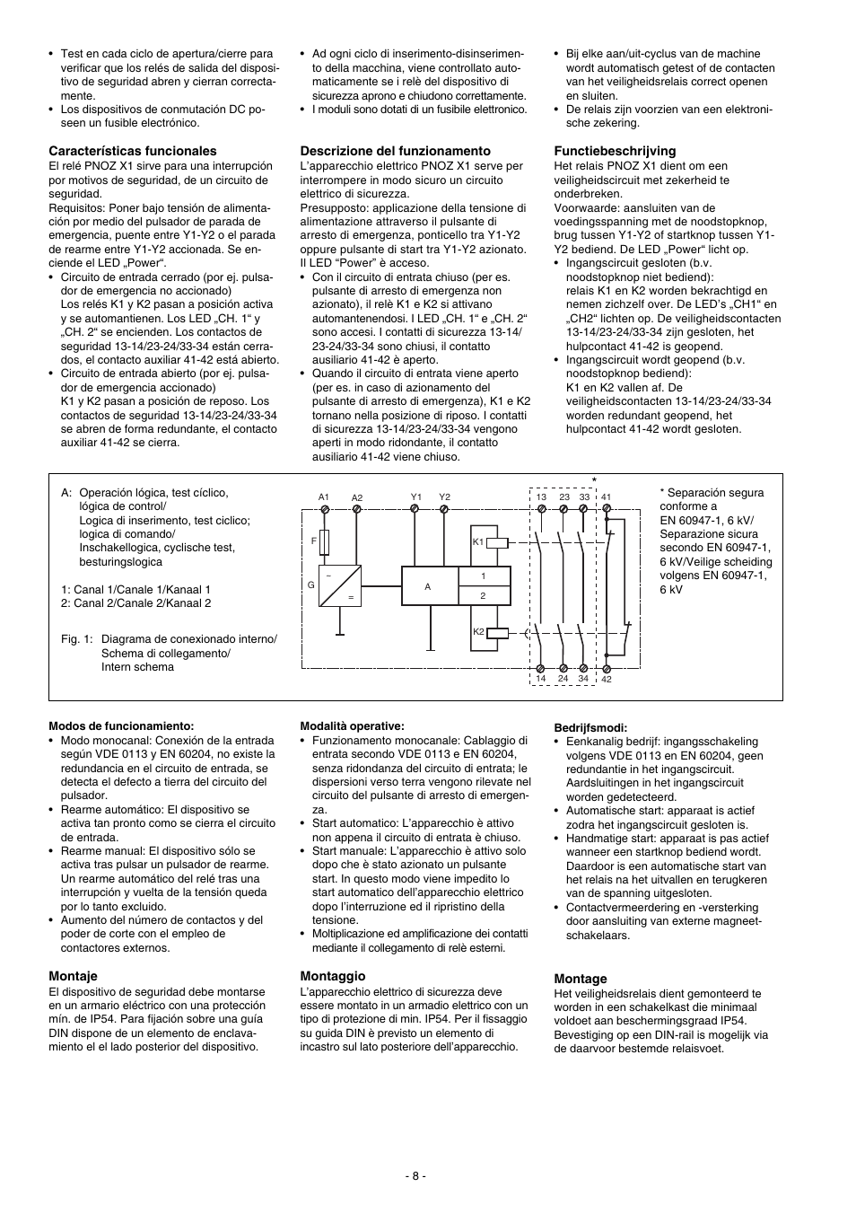 Pilz PNOZ X1 24VAC/DC 3n/o 1n/c User Manual | Page 8 / 12