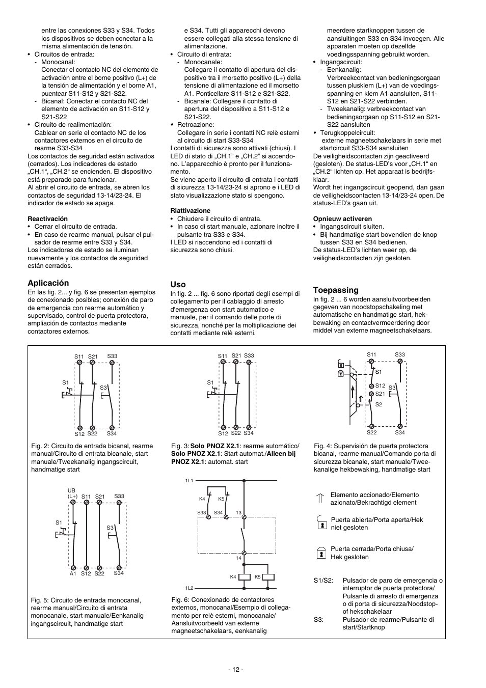 Toepassing, Aplicación | Pilz PNOZ X2.2 24VAC/DC 2n/o User Manual | Page 12 / 16