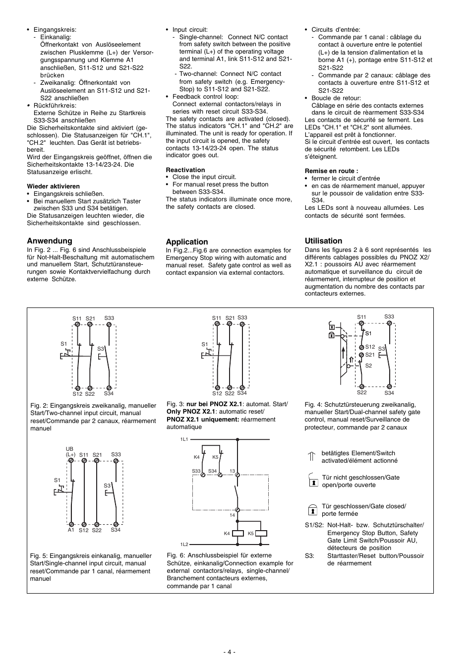 Anwendung, Utilisation, Application | Pilz PNOZ X2.2 24VAC/DC 2n/o User Manual | Page 4 / 16