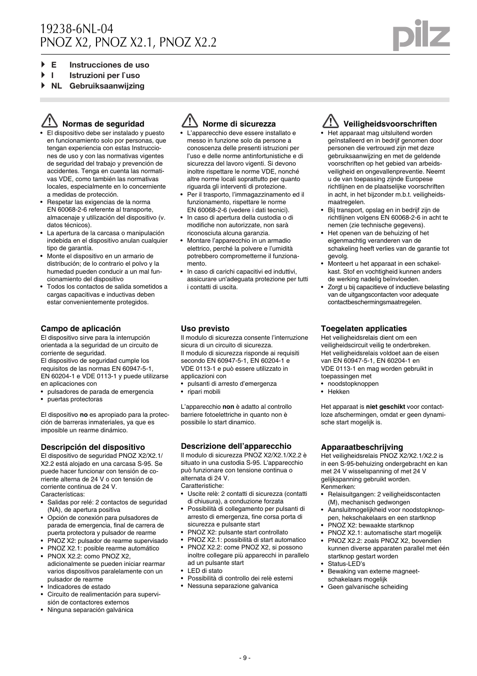 Pilz PNOZ X2.2 24VAC/DC 2n/o User Manual | Page 9 / 16