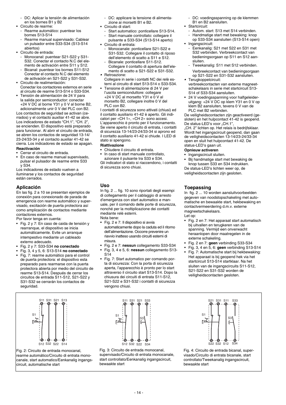 Aplicación, Toepassing | Pilz PNOZ X3.2 230VAC 24VDC 3n/o 1n/c 1so User Manual | Page 14 / 20