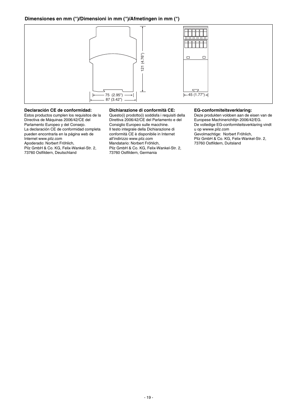 Pilz PNOZ X3.2 230VAC 24VDC 3n/o 1n/c 1so User Manual | Page 19 / 20