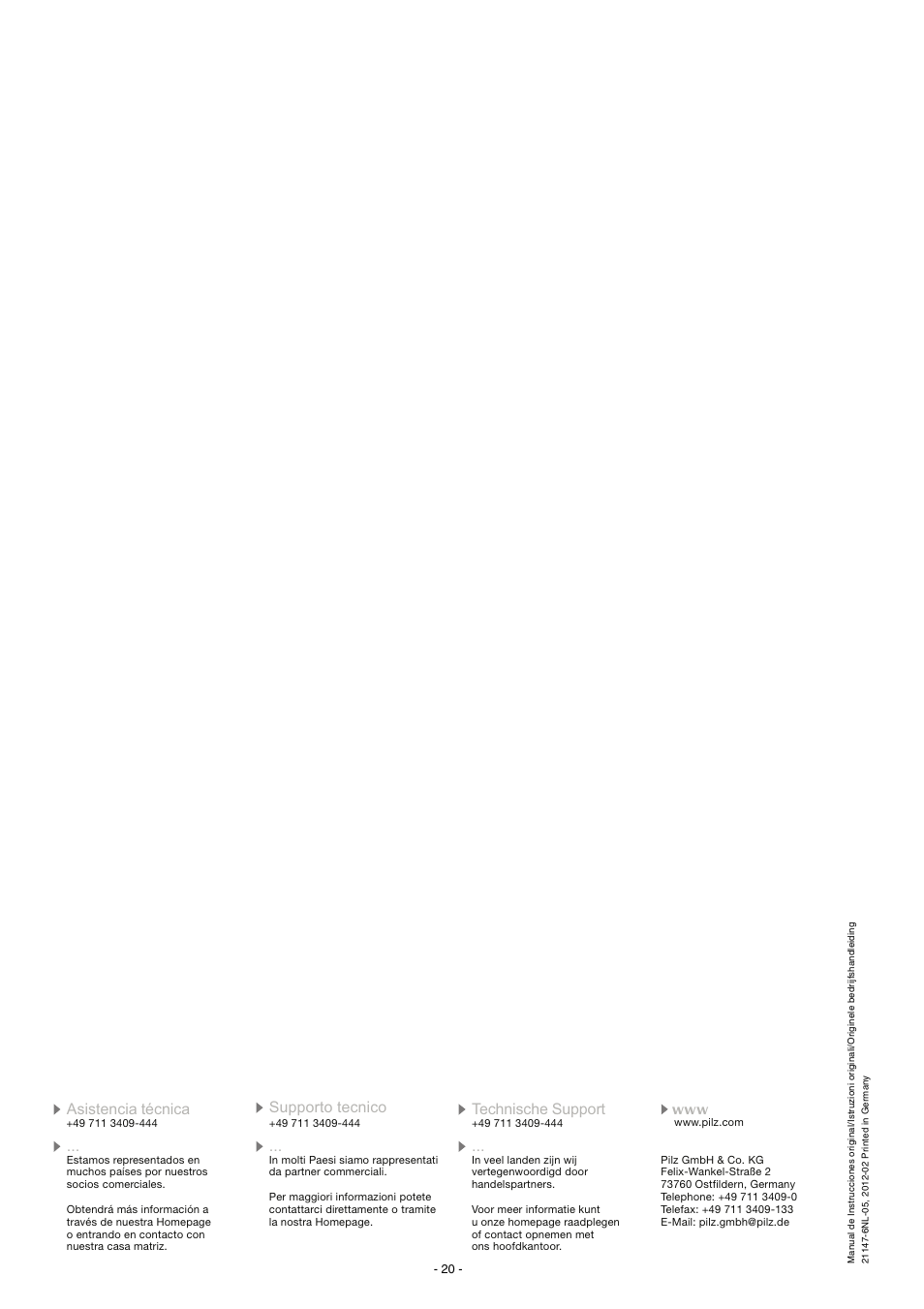 Pilz PNOZ X3.2 230VAC 24VDC 3n/o 1n/c 1so User Manual | Page 20 / 20