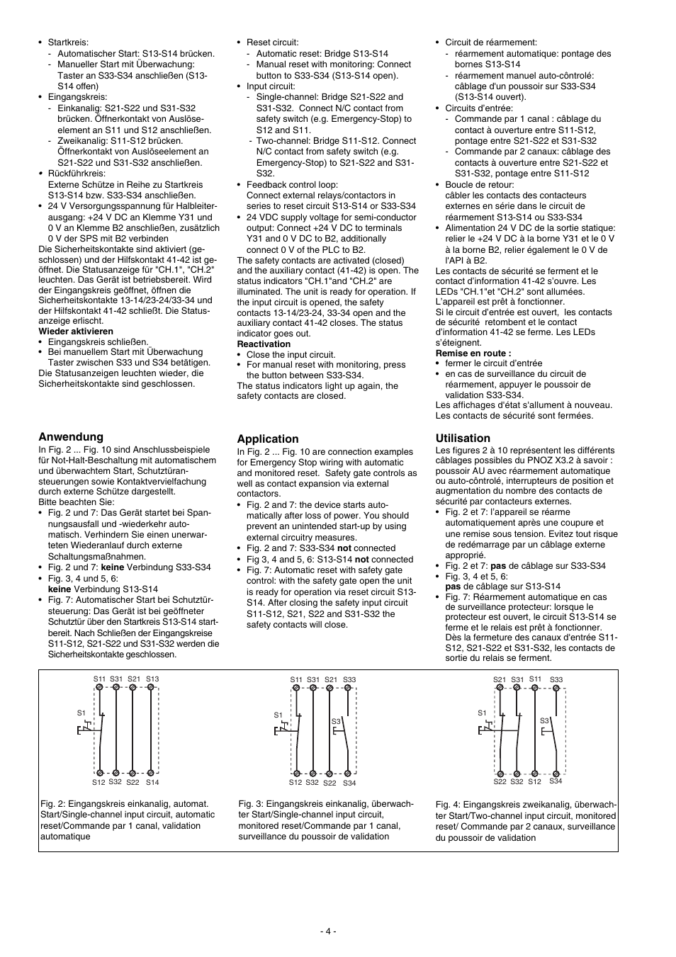 Anwendung, Application, Utilisation | Pilz PNOZ X3.2 230VAC 24VDC 3n/o 1n/c 1so User Manual | Page 4 / 20