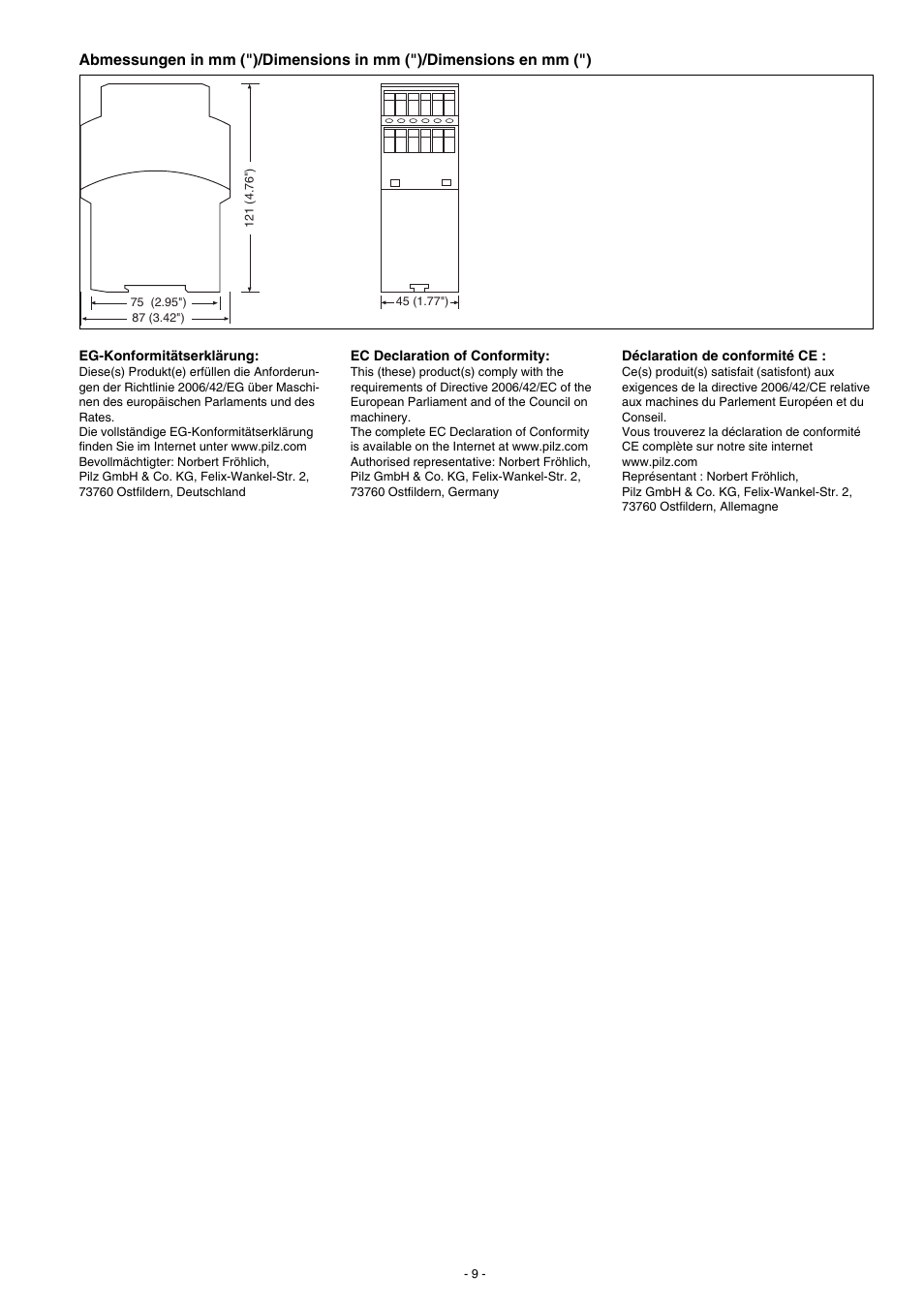 Pilz PNOZ X3.2 230VAC 24VDC 3n/o 1n/c 1so User Manual | Page 9 / 20