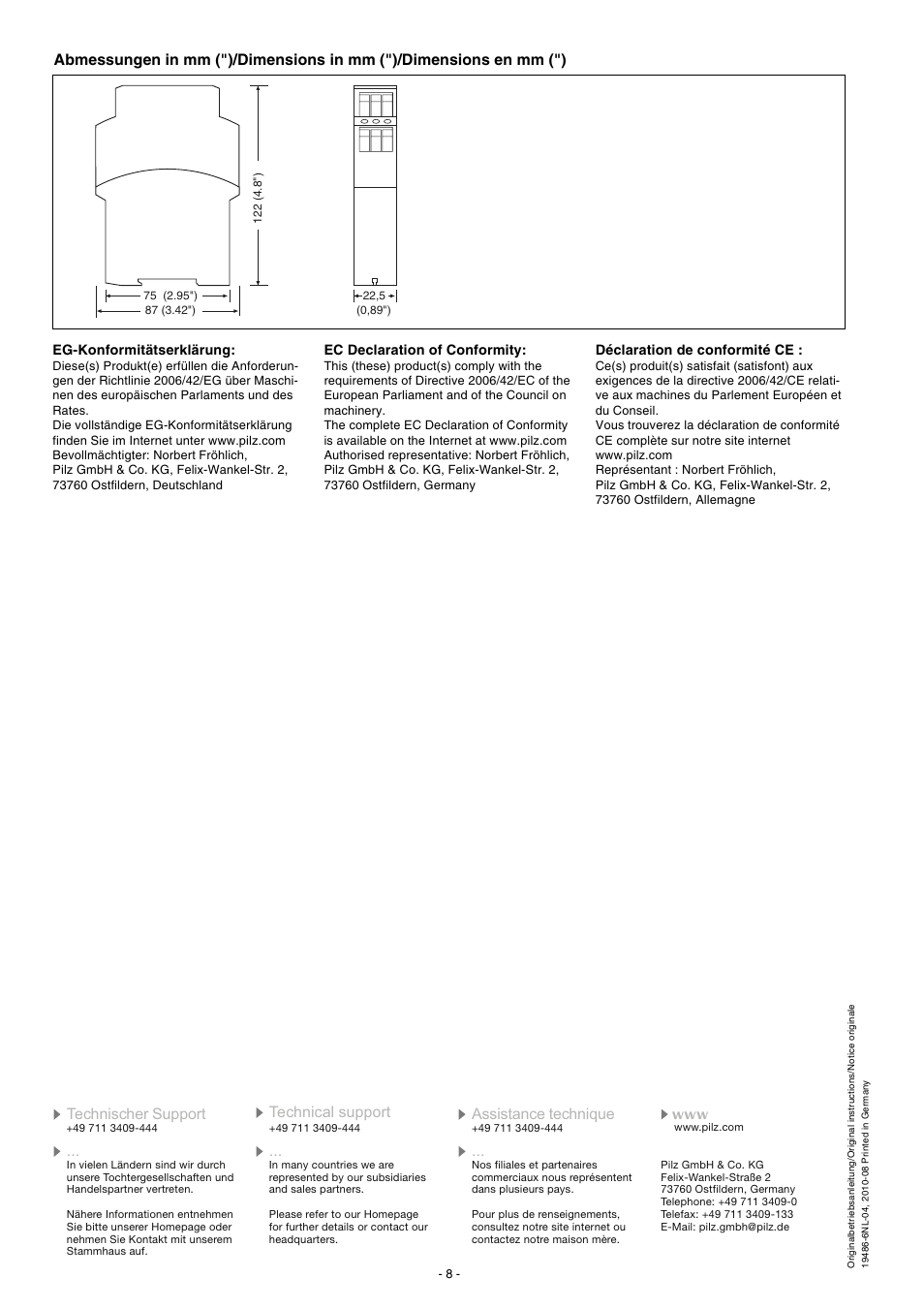 Pilz PNOZ X5 12VDC 2n/o User Manual | Page 8 / 16