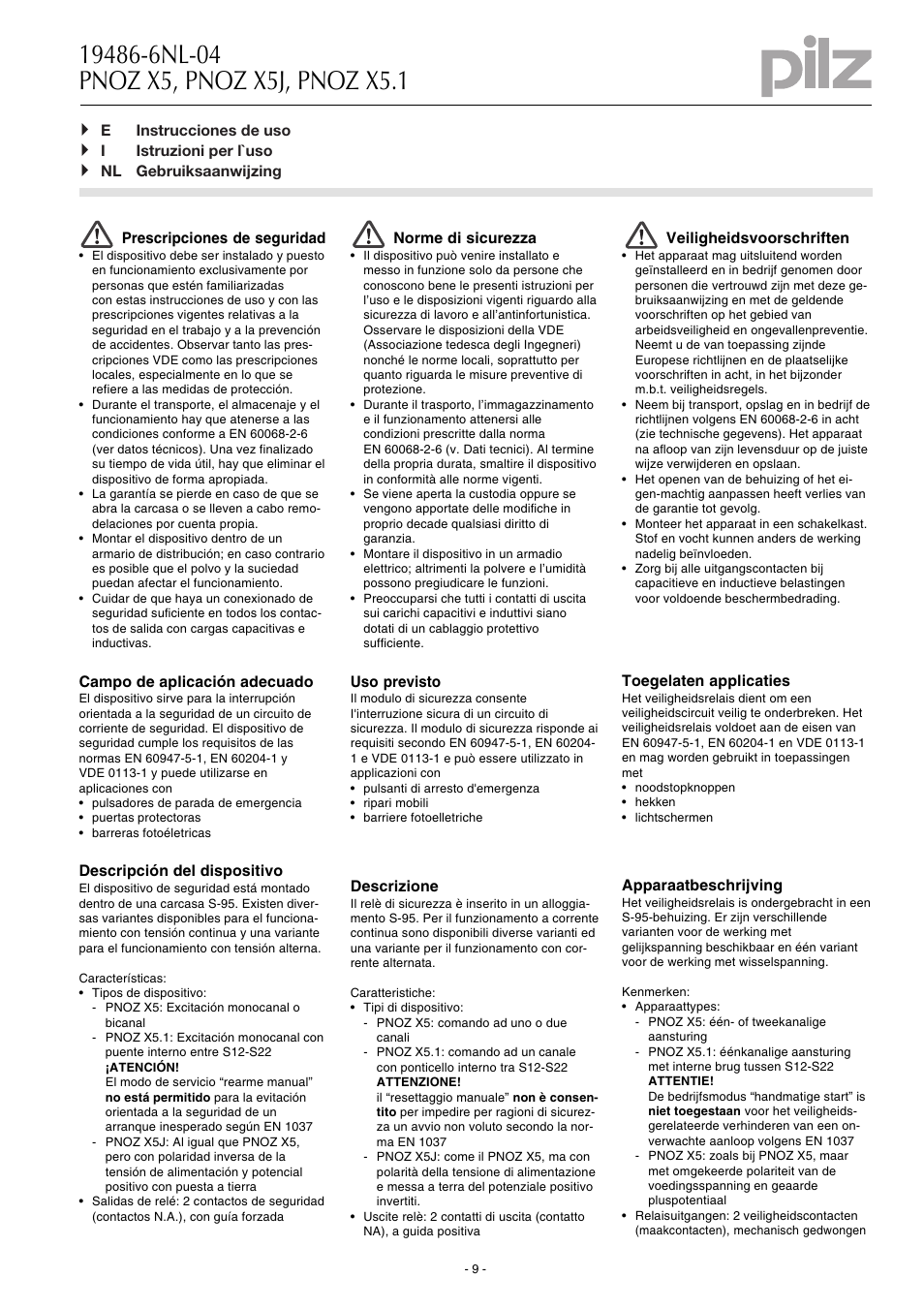 Pilz PNOZ X5 12VDC 2n/o User Manual | Page 9 / 16