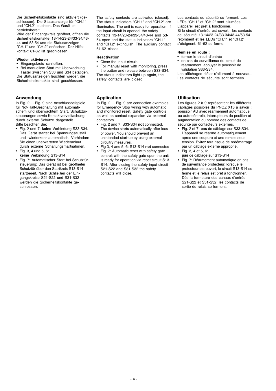 Anwendung, Application, Utilisation | Pilz PNOZ X13 24VDC 5n/o 1n/c User Manual | Page 4 / 16