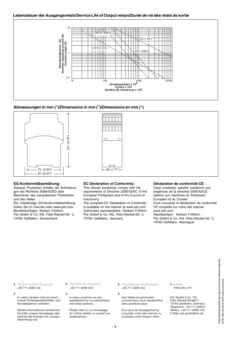 Pilz PNOZ X13 24VDC 5n/o 1n/c User Manual | Page 8 / 16