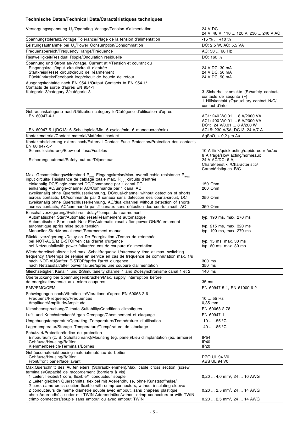 Pilz PNOZ 1 24VDC 3n/o 1n/c User Manual | Page 5 / 12