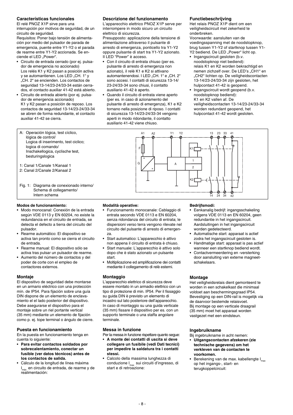 Pilz PNOZ X1P C 24VDC 3n/o 1n/c User Manual | Page 8 / 12