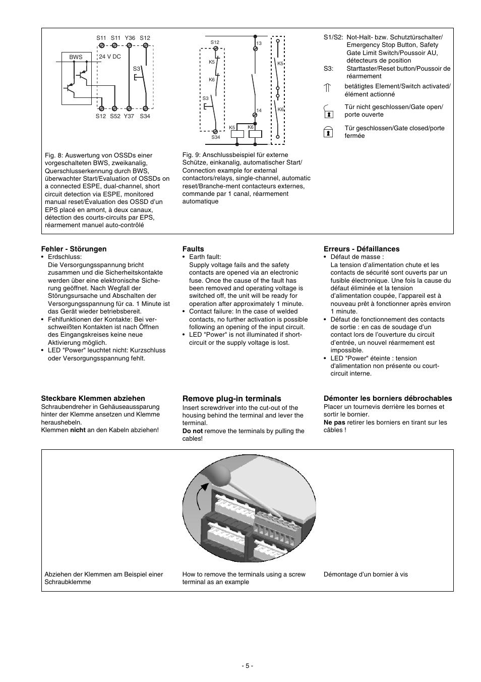 Remove plug-in terminals | Pilz PNOZ X2.9P C 24VDC 3n/o 1n/c User Manual | Page 5 / 20