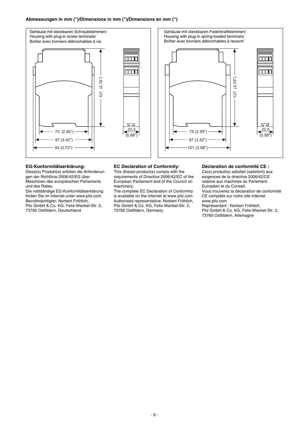 Pilz PNOZ X2.9P C 24VDC 3n/o 1n/c User Manual | Page 9 / 20
