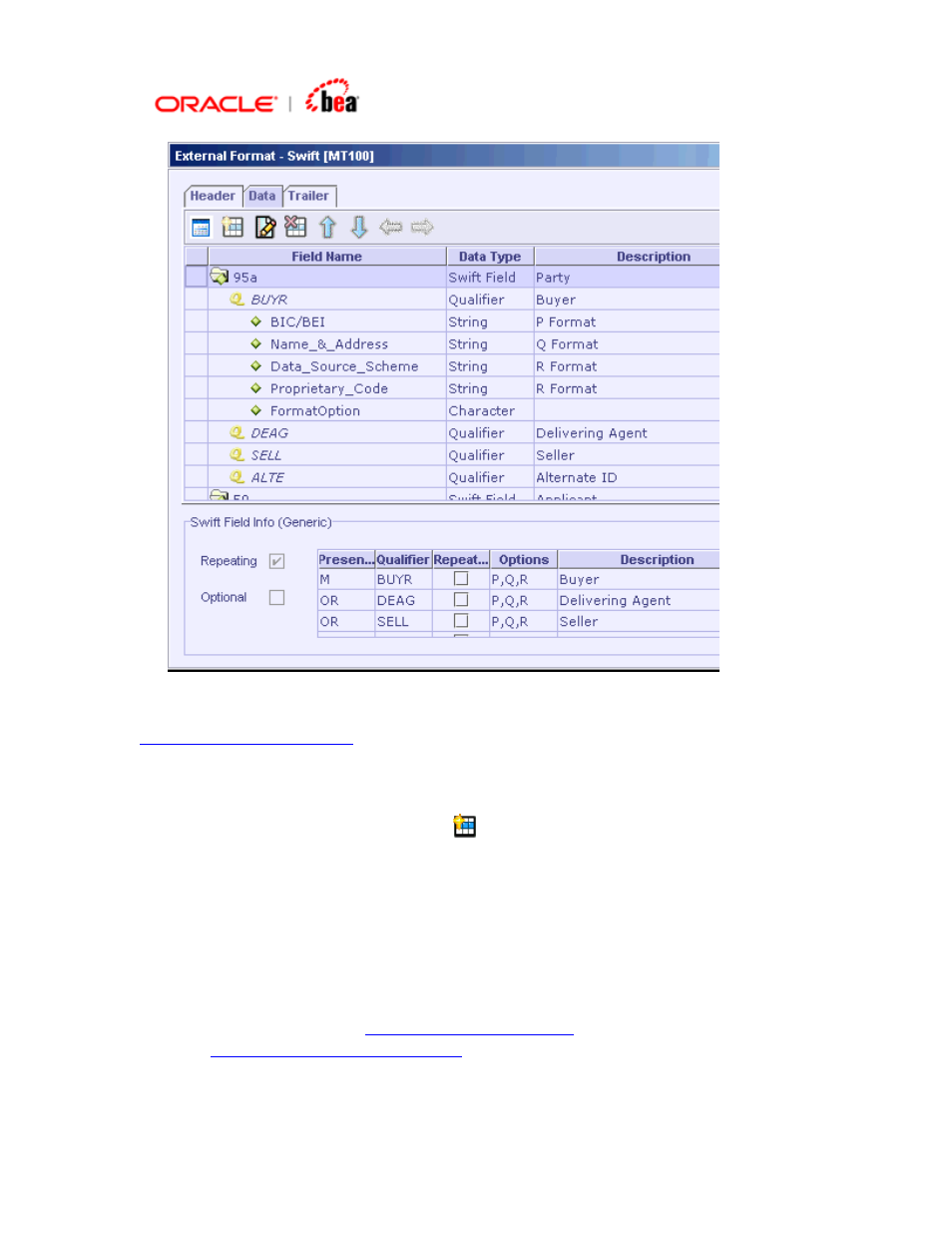 Adding field options, Add the options | BEA SWIFT Adapter User Manual | Page 32 / 113