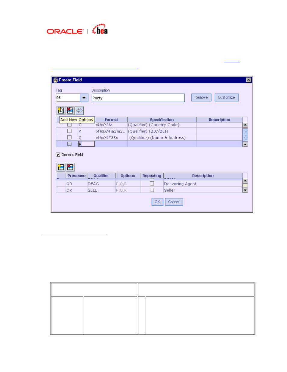 Entering an option format, R the section | BEA SWIFT Adapter User Manual | Page 33 / 113