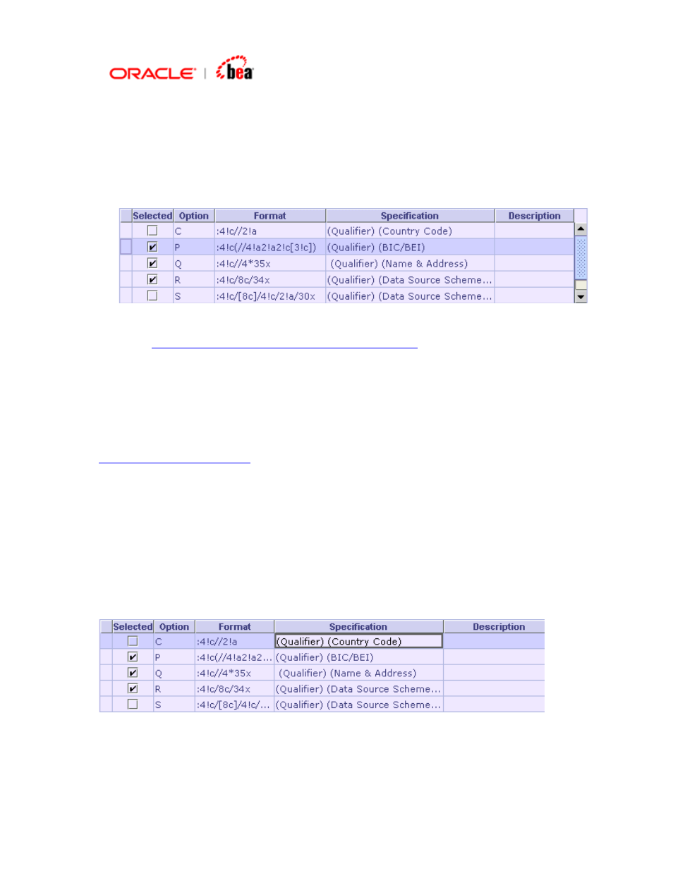 Entering an option specification, Refer | BEA SWIFT Adapter User Manual | Page 35 / 113