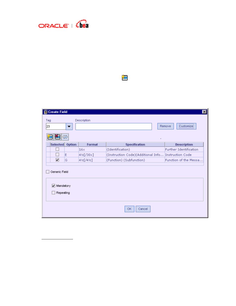 Adding a non generic field, Adding a non-generic field | BEA SWIFT Adapter User Manual | Page 41 / 113