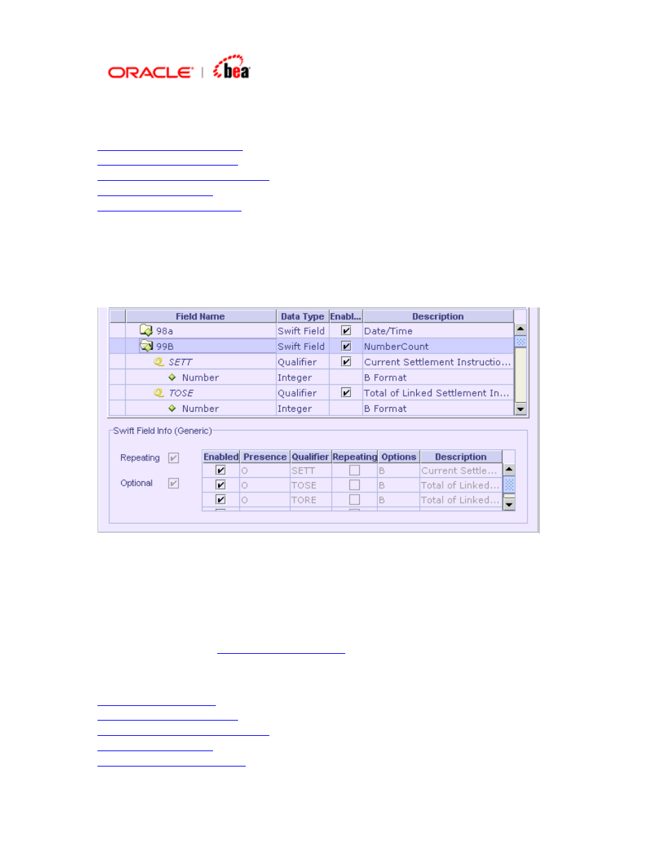 Swift field info (generic) | BEA SWIFT Adapter User Manual | Page 88 / 113