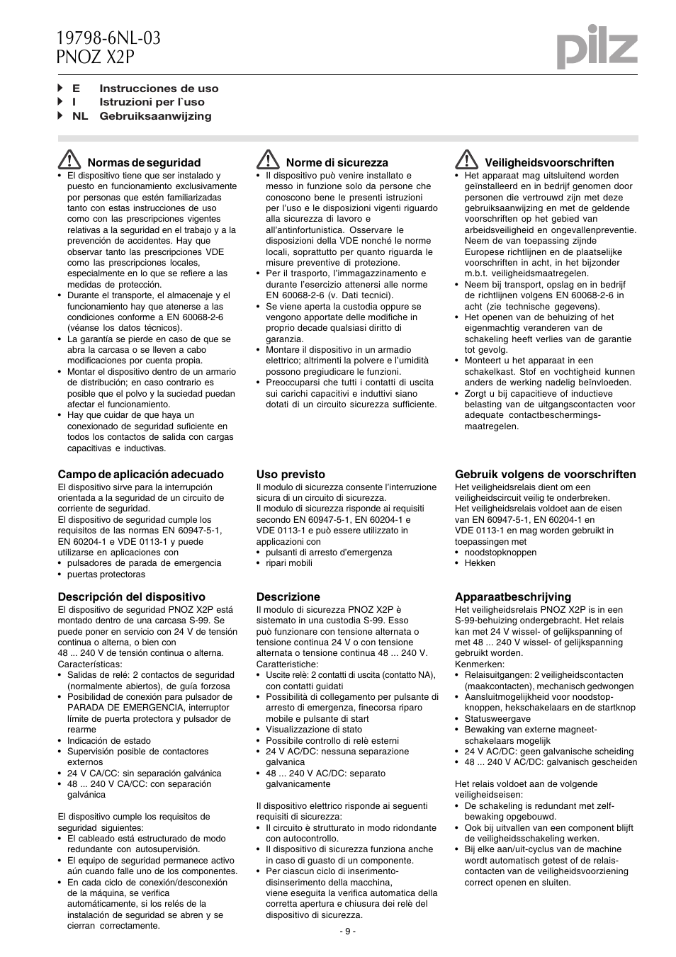 Pilz PNOZ X2P C 48-240VACDC 2n/o User Manual | Page 9 / 16