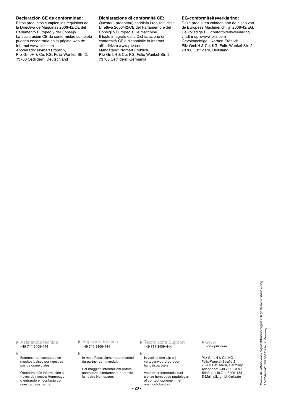 Pilz PNOZ X2.5P C 24VDC 2n/o 1so User Manual | Page 20 / 20