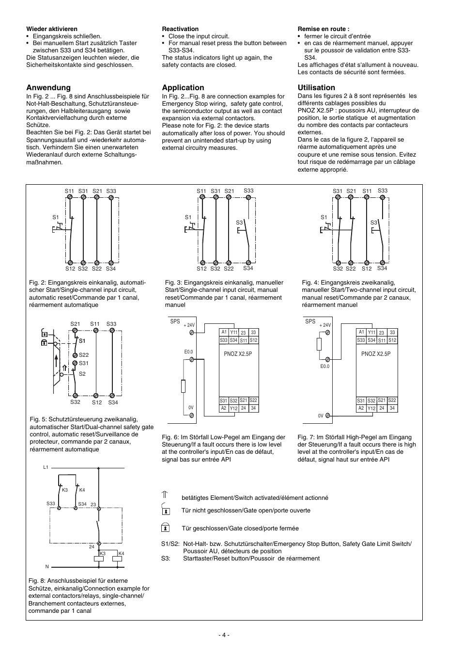 Anwendung, Application, Utilisation | Pilz PNOZ X2.5P C 24VDC 2n/o 1so User Manual | Page 4 / 20