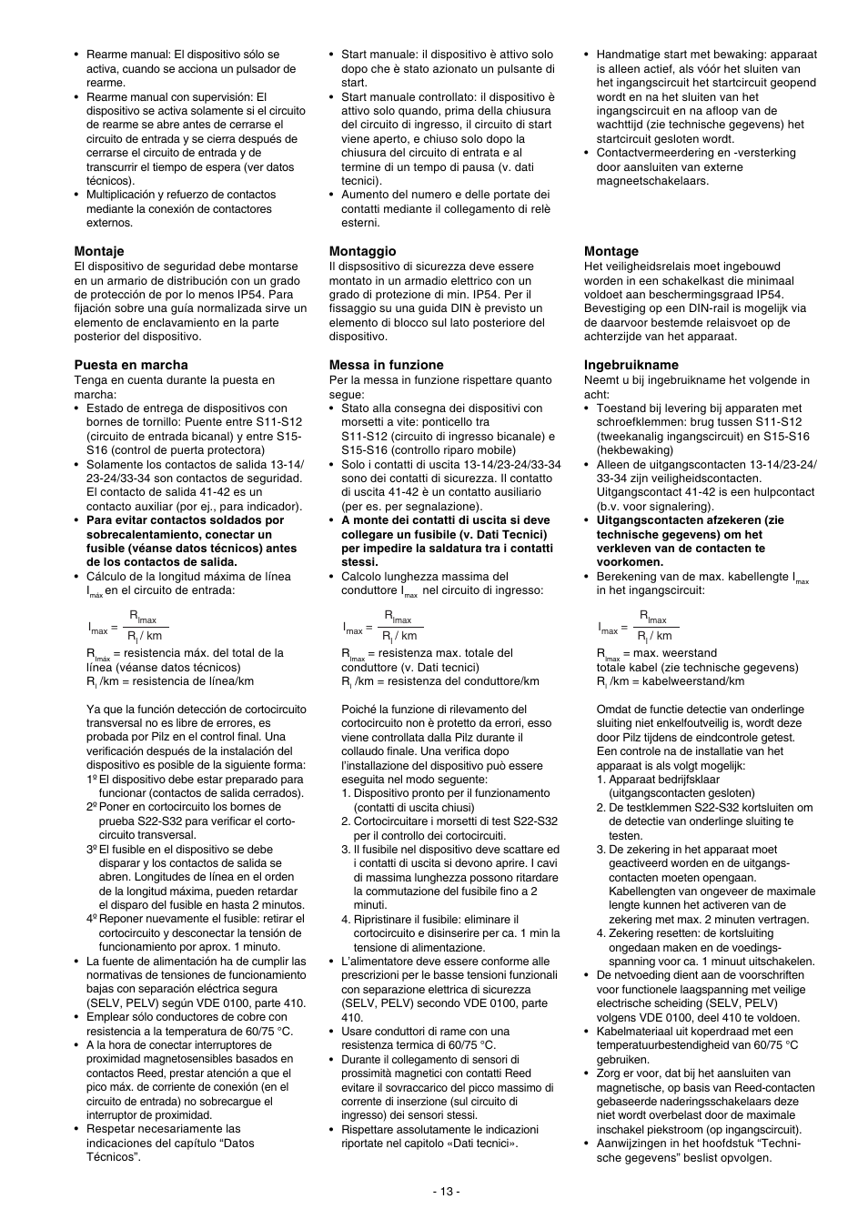 Pilz PNOZ X3.10P C 24VACDC 3n/o 1n/c 1so User Manual | Page 13 / 20