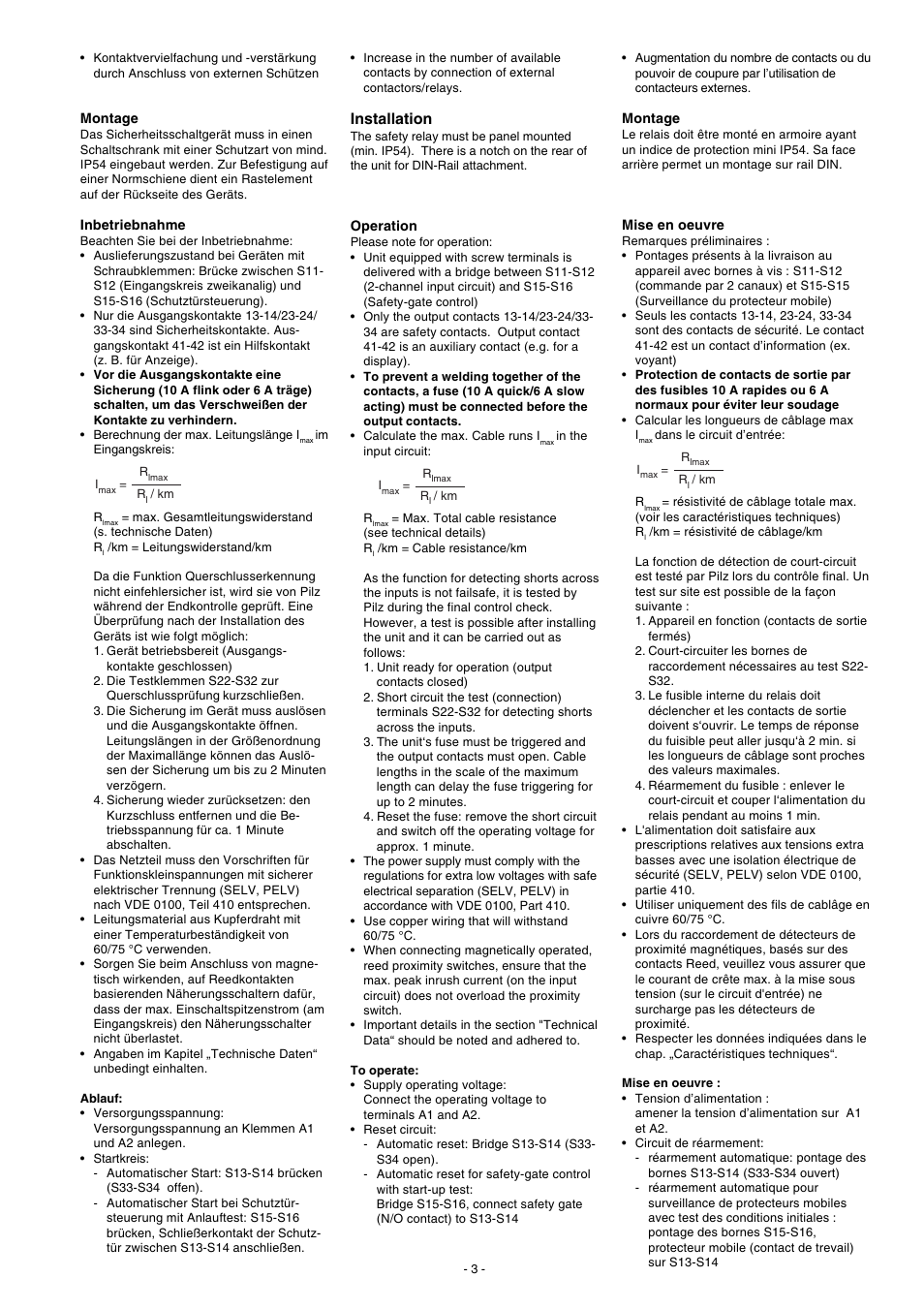 Installation | Pilz PNOZ X3.10P C 24VACDC 3n/o 1n/c 1so User Manual | Page 3 / 20