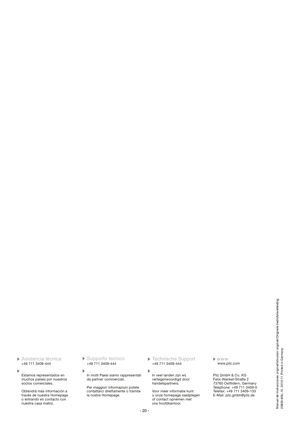 Pilz PNOZ X10.11P C 24VDC 6n/o 4n/c 6LED User Manual | Page 20 / 20