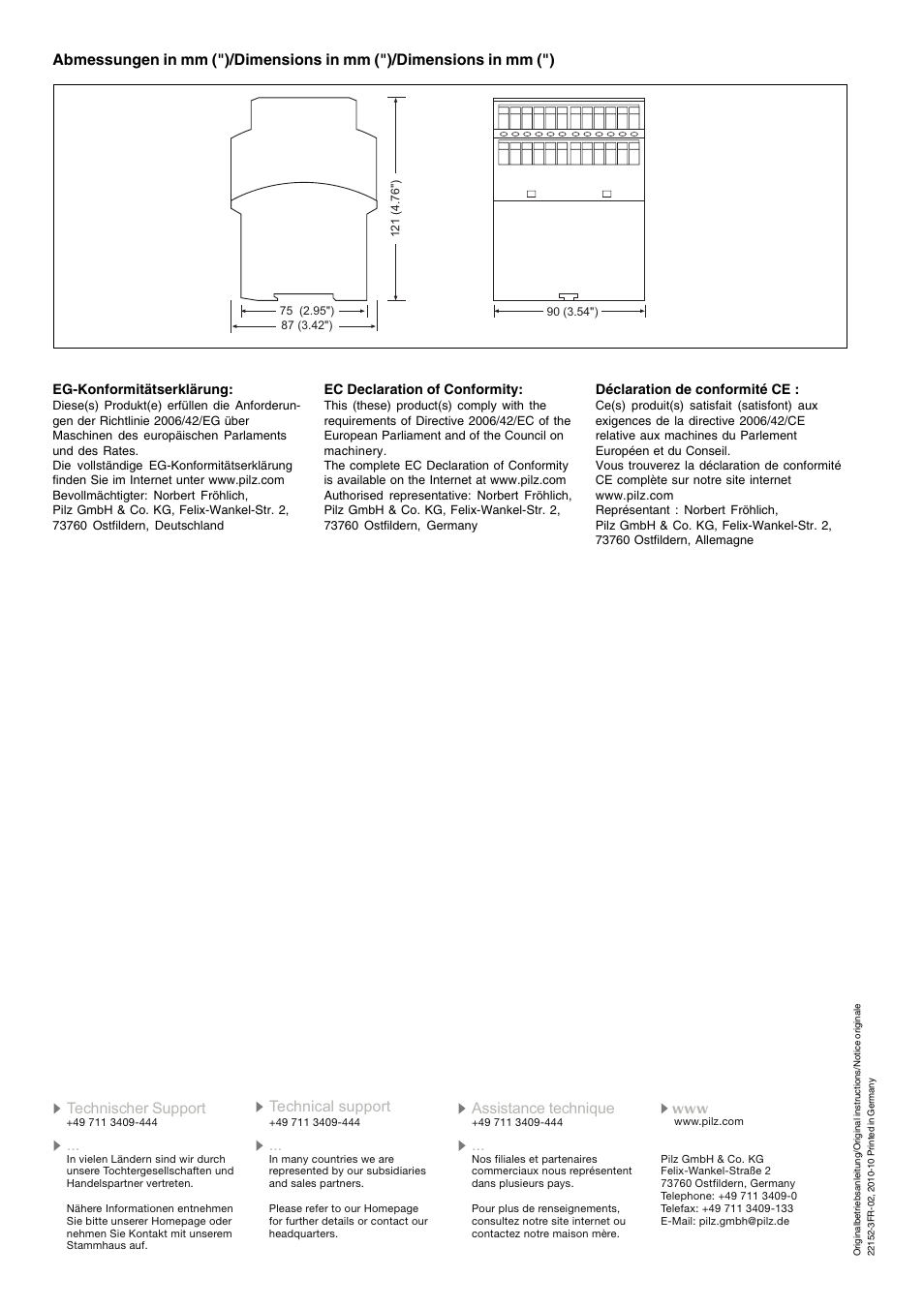 Pilz PNOZ 8 110VAC 3n/o 1n/c 2so User Manual | Page 8 / 8