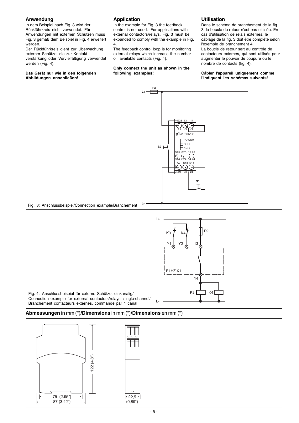 Application, Utilisation, Anwendung | Pilz P1HZ X1 24VDC 2n/o User Manual | Page 5 / 8