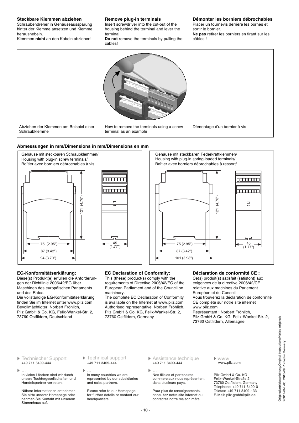 Pilz P2HZ X1.10P 24VDC 3n/o 1n/c 2so User Manual | Page 10 / 20